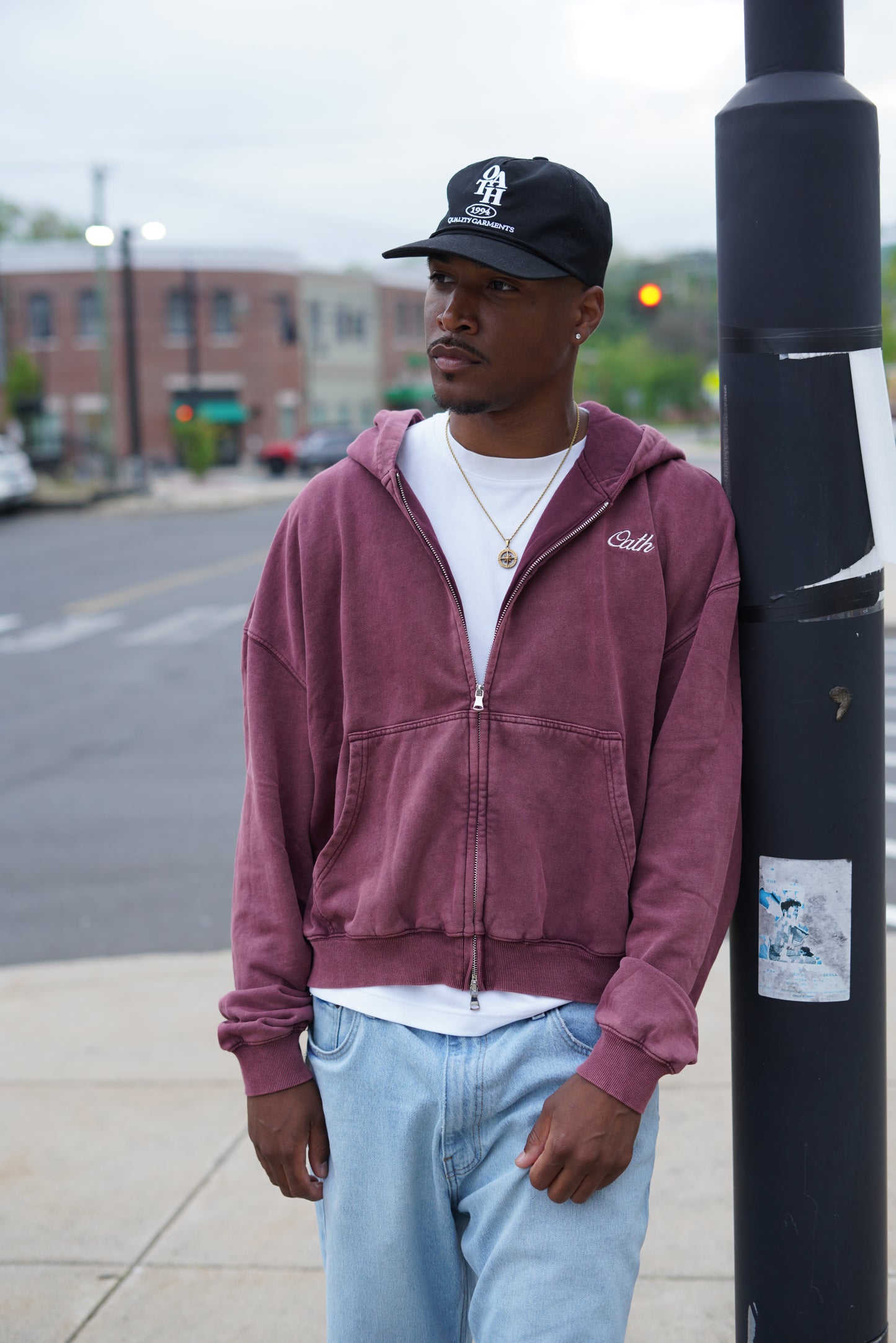 Lightweight Zip Up Vintage Maroon